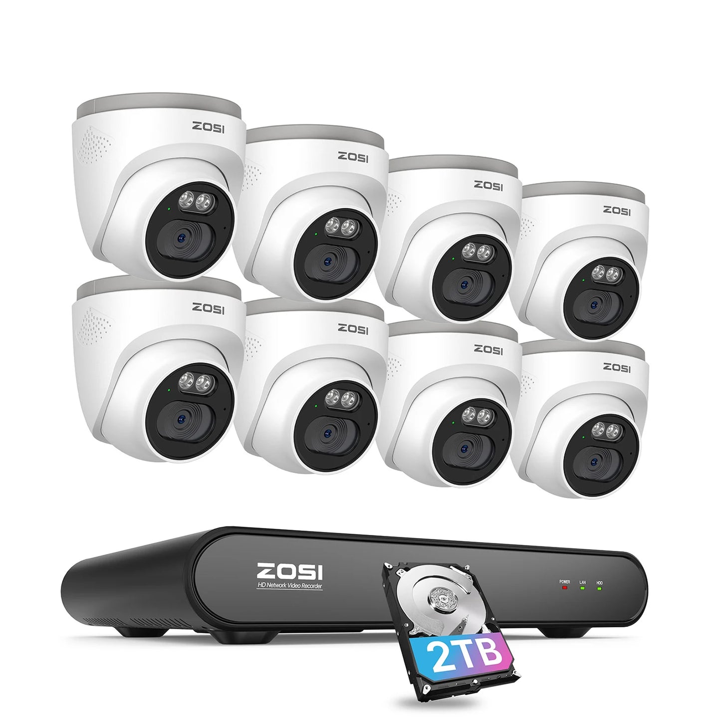 ZOSI 3K 5MP PoE Security Camera System – 8CH NVR with 4MP Outdoor Dome IP Cameras