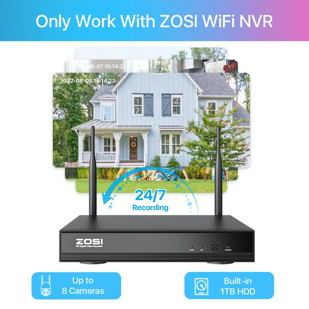 ZOSI 2K 3MP zunanja WiFi PTZ kamera s pomikanjem/nagibanjem – dodatna kamera za sisteme ZOSI NVR