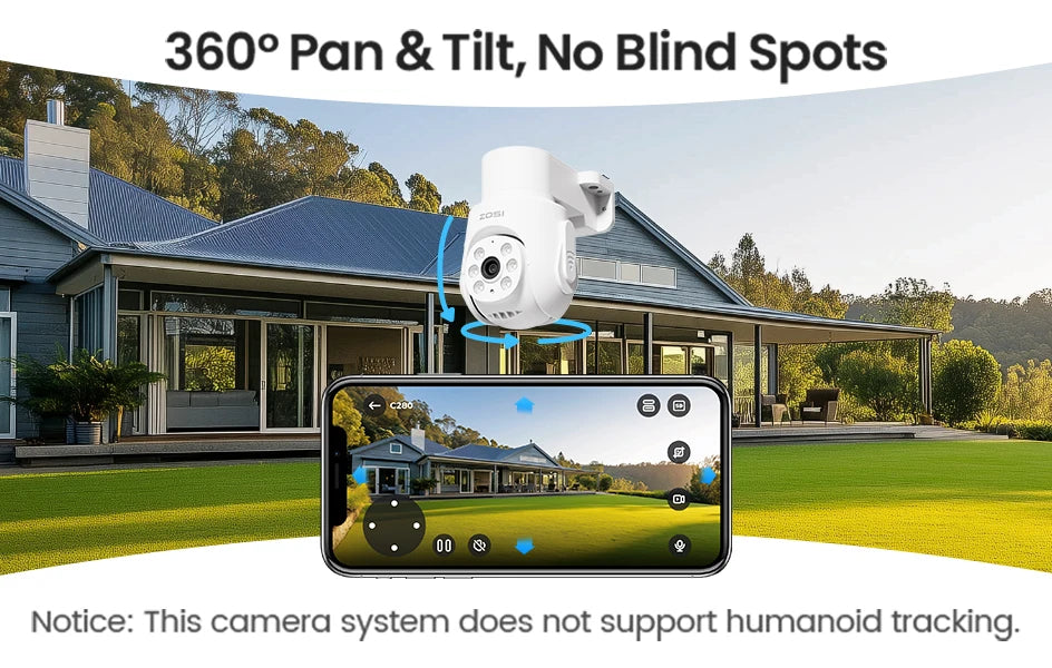 ZOSI 5MP 360° Pan‑Tilt Wired Security Camera System – 8CH H.265+ DVR with 5MP/2MP Indoor & Outdoor
