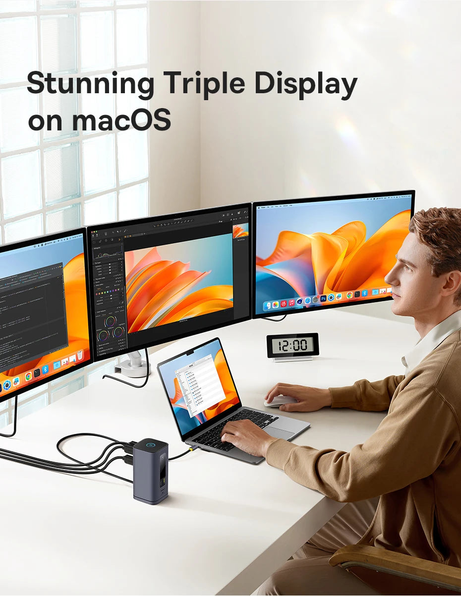 Baseus 11‑v‑1 zvezdišče USB‑C | DP 4K@60Hz, HDMI, trojni zaslon, RJ45, PD 100W, priklopna postaja USB 3.1