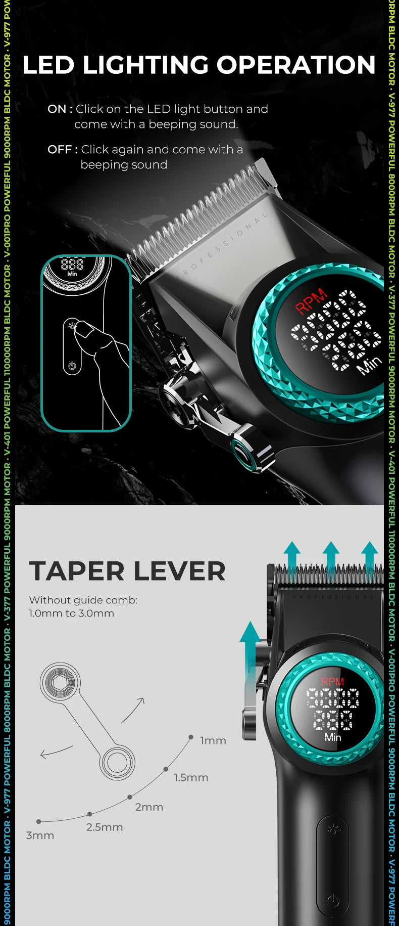 VGR Stepless Pro 4-in-1 Barber Kit – Clipper, Trimmer, Shaver & Dryer
