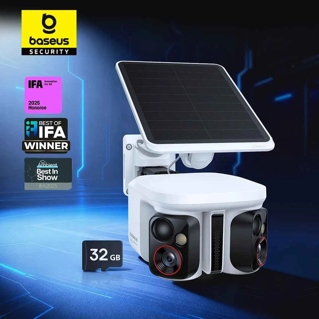 Baseus Security X1 Pro Outdoor Dual Camera Wireless 3K Camera Solar Panel Face Recognition Smart AI Tracking Security Camera - Limetastore