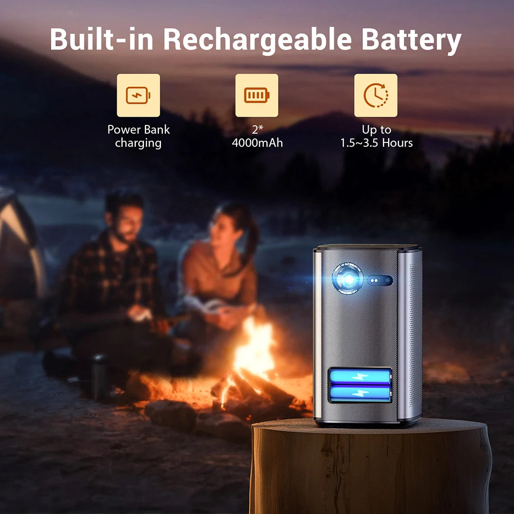 BYINTEK P70 Smart Mini DLP Projector – 4K Support, Native 1080P, Built-in Battery, Android WiFi