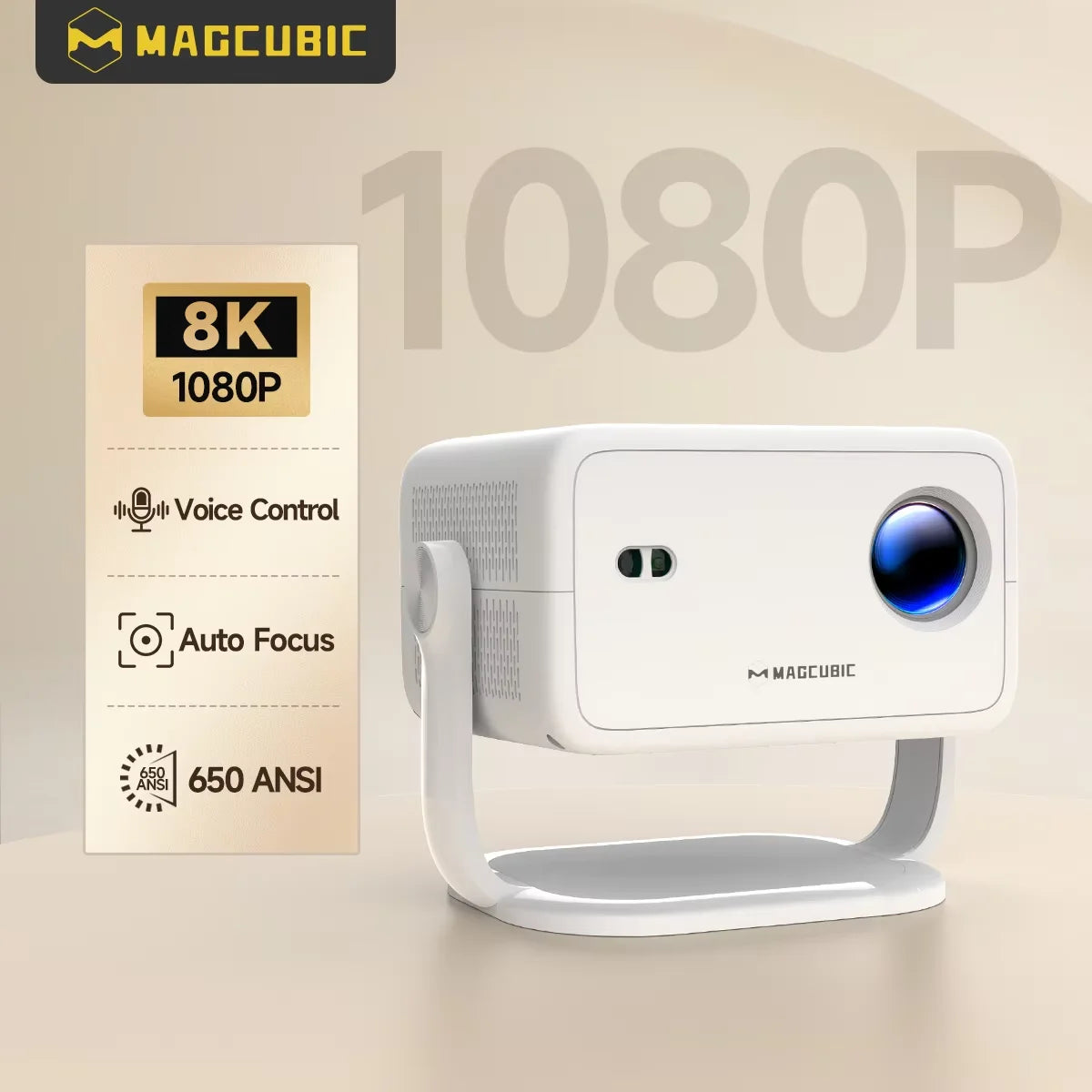 Magcubic L018 360° Smart Projector | Native 1080P 650 ANSI | Android 14 & 8K Support