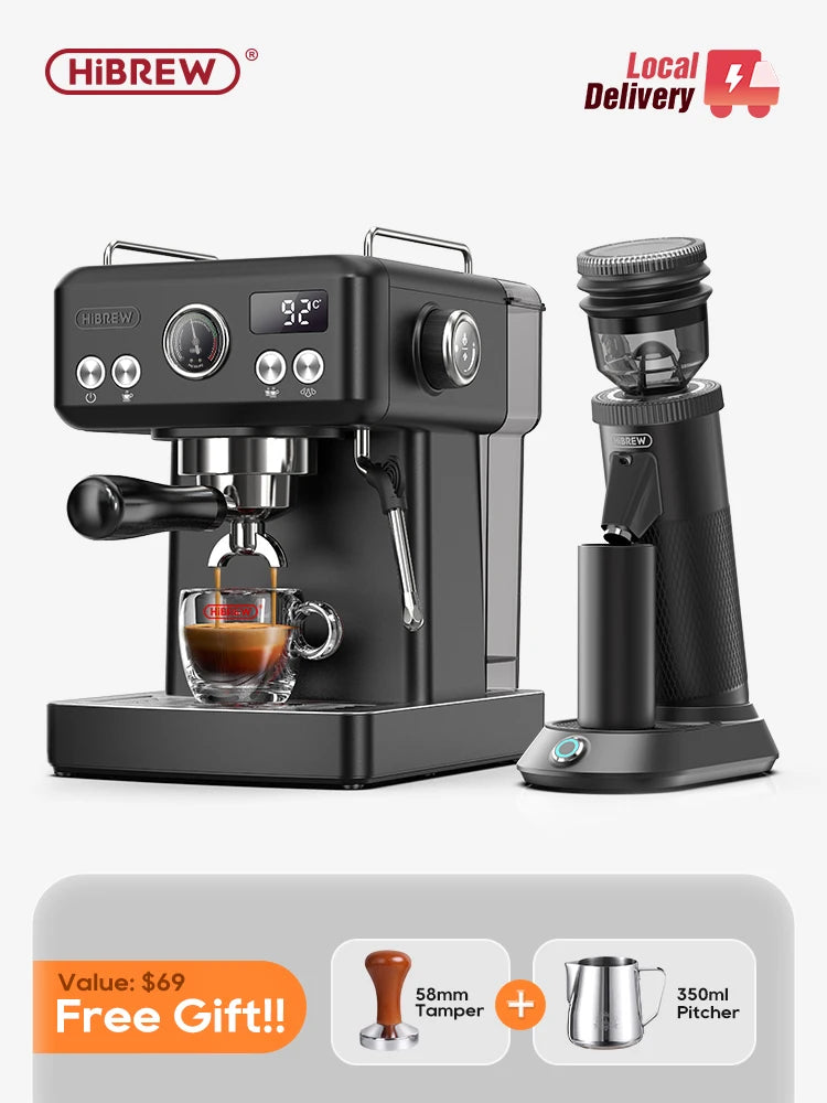 HiBREW H10A – profesionalni črni aparat za espresso | nastavljiva temperatura in prostornina | sistem prednamakanja