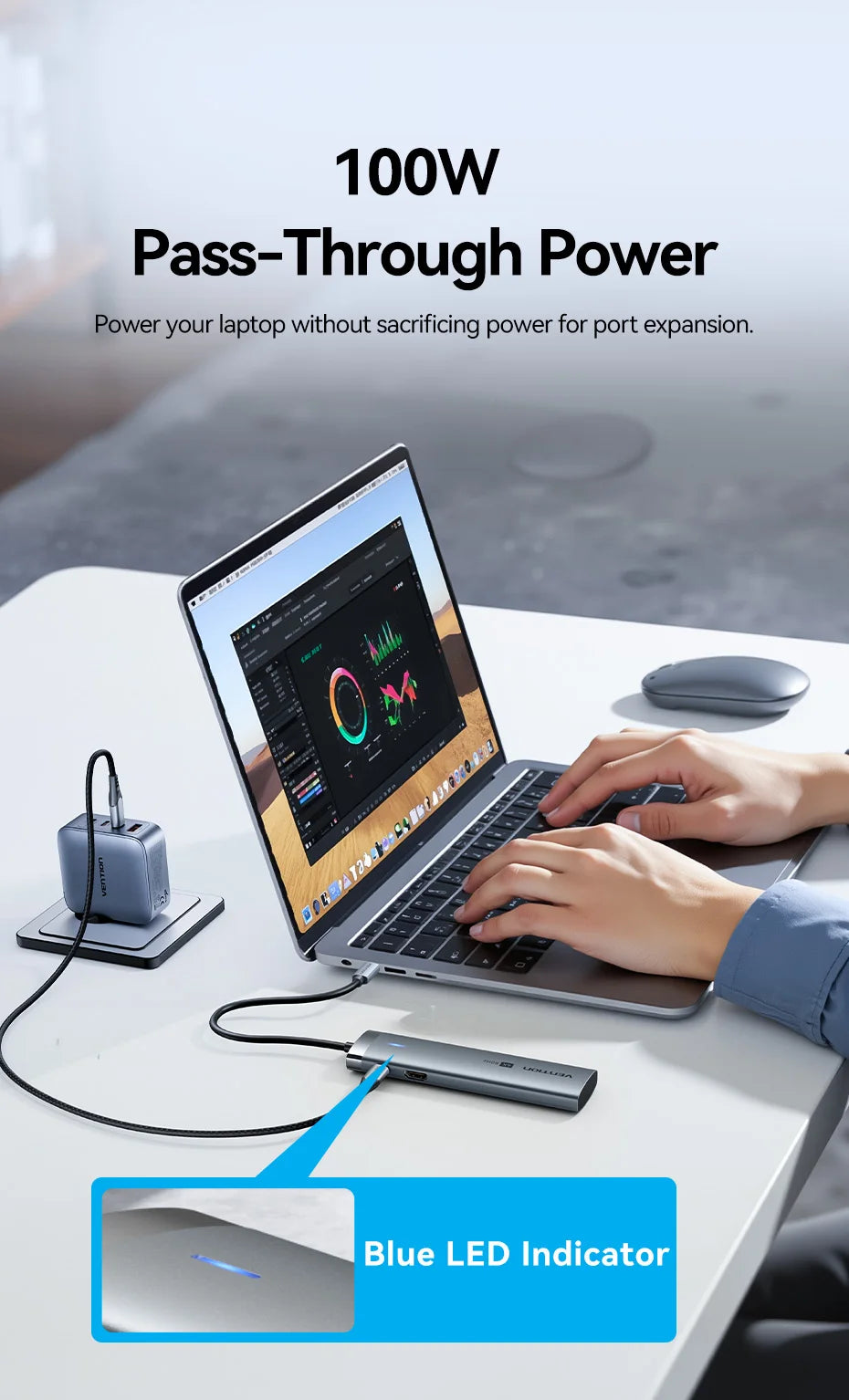 Vention USB‑C 7‑in‑1 Hub | 4K60Hz HDMI, USB 3.0, SD/TF, PD 100W Docking Station