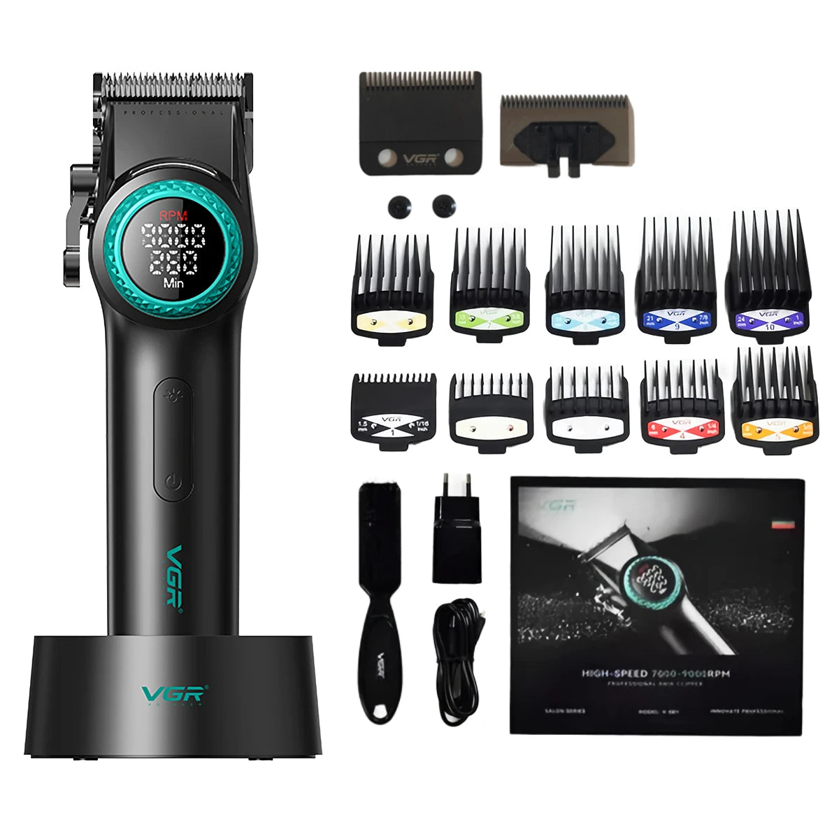 VGR Hair Clipper Cordless Hair Trimmer Professional Hair Cutting Machine Rechargeable Haircut 9000 RPM Clipper for Men V-001