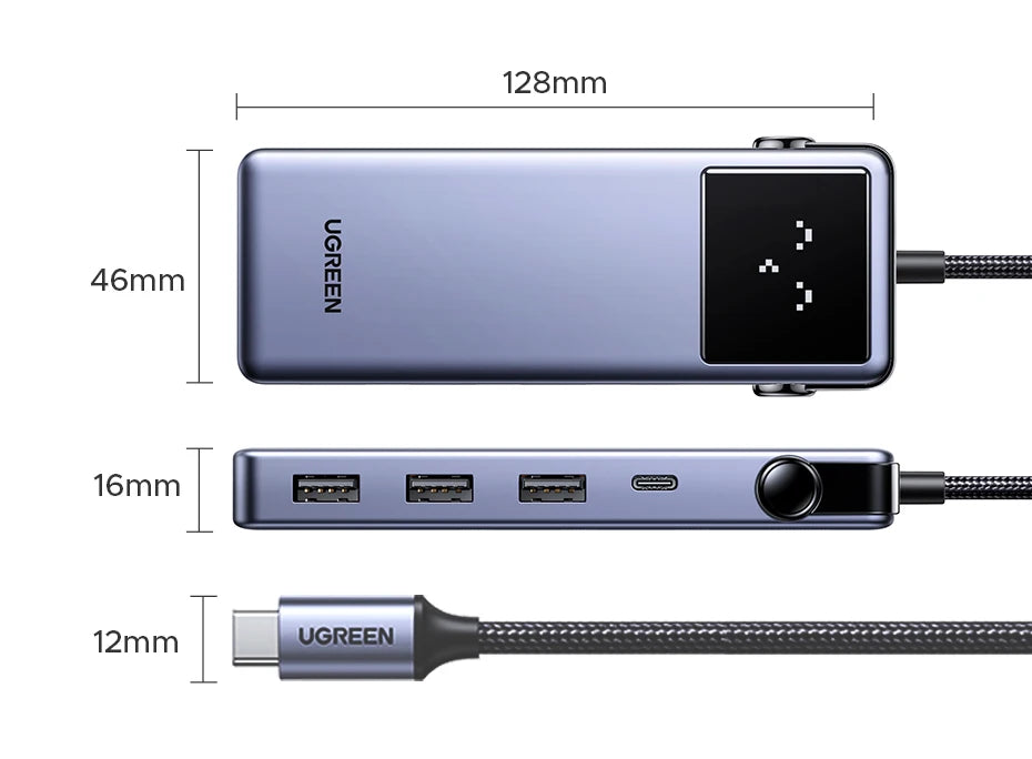 UGREEN Uno USB-C Hub | HDMI 4K60Hz / 2K120Hz, RJ45 1000 Mbps, PD100W, razdelilnik USB 3.0 za MacBook in prenosnike