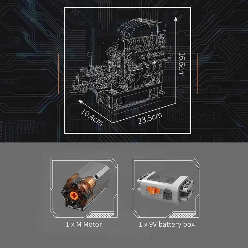 Mould King 10225 Motorized V8 Engine Building Set | Technical Car Engine Toy - Limetastore