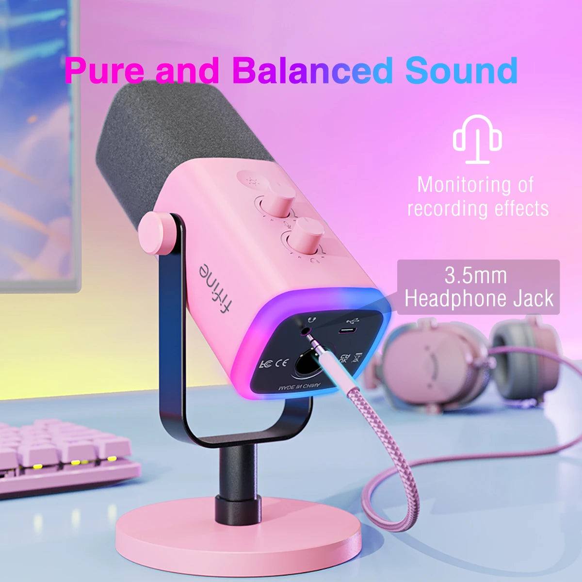FIFINE AmpliGame AM8P USB/XLR Dynamic Microphone | RGB Control & Mute - Limetastore