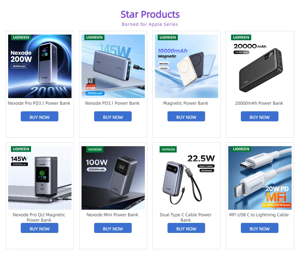 UGREEN PD20W magnetna prenosna baterija – 10000 mAh prenosna zunanja baterija za hitro brezžično polnjenje