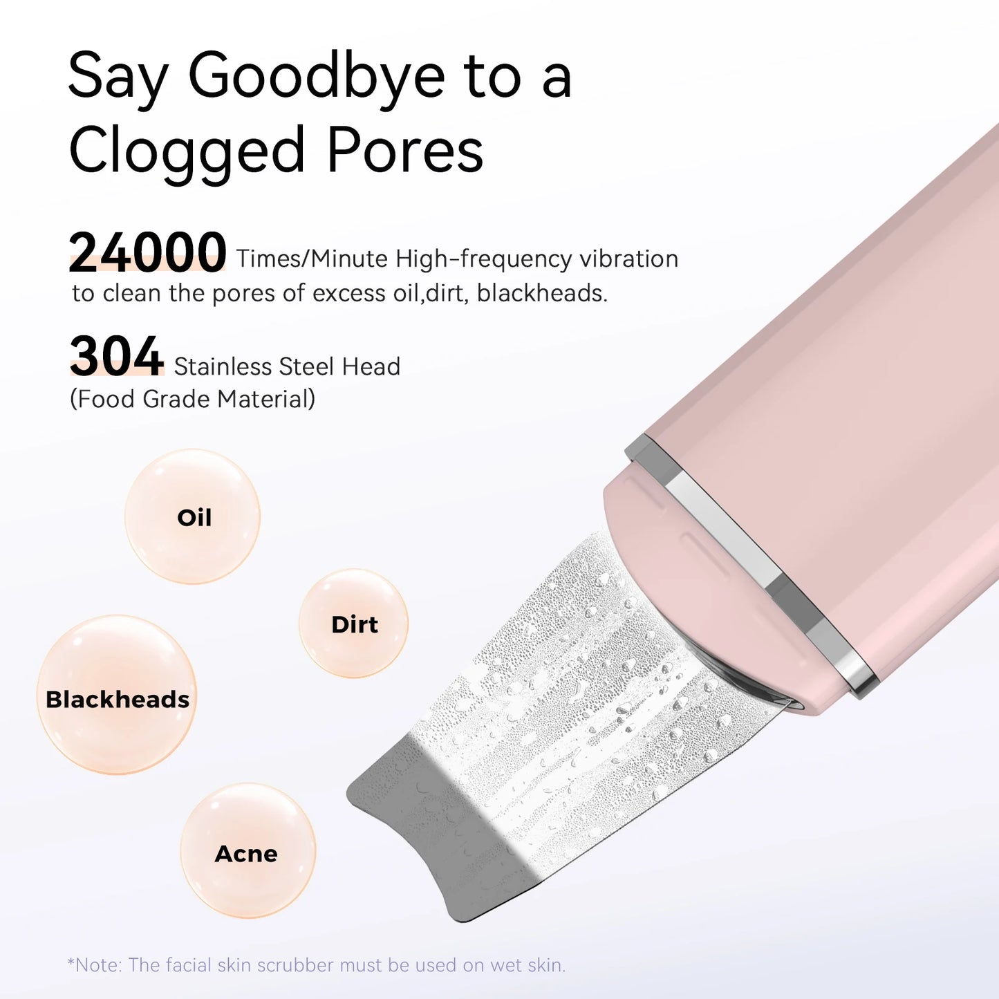 ANLAN Ultrasonic Skin Scrubber - Deep Cleaning Peeling Shovel for Facial Care and Skin Lifting - Ultrasonic Cleaner for Radiant Skin - Limetastore