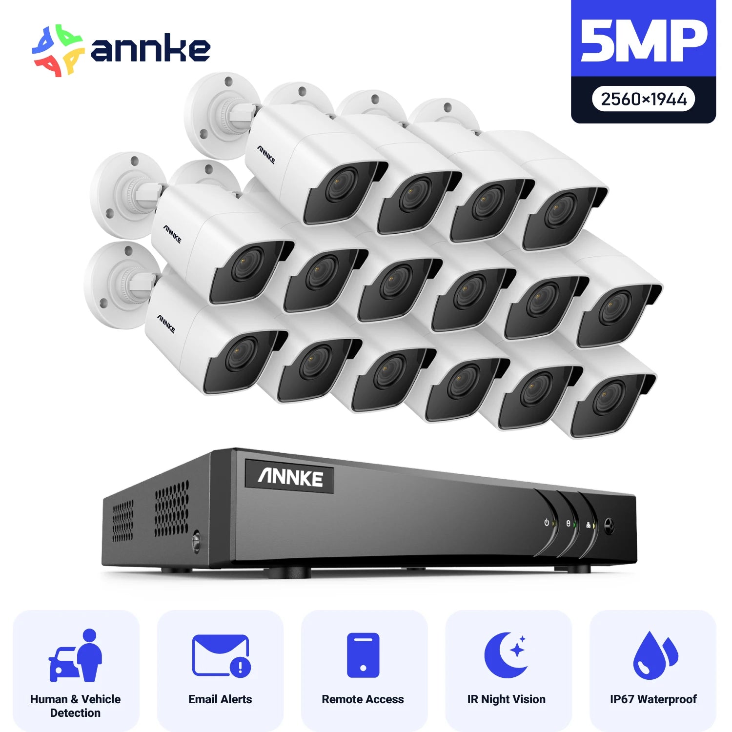 ANNKE 5MP Lite CCTV sistem | H.265+ DVR, Bullet kamere, IR nočni vid