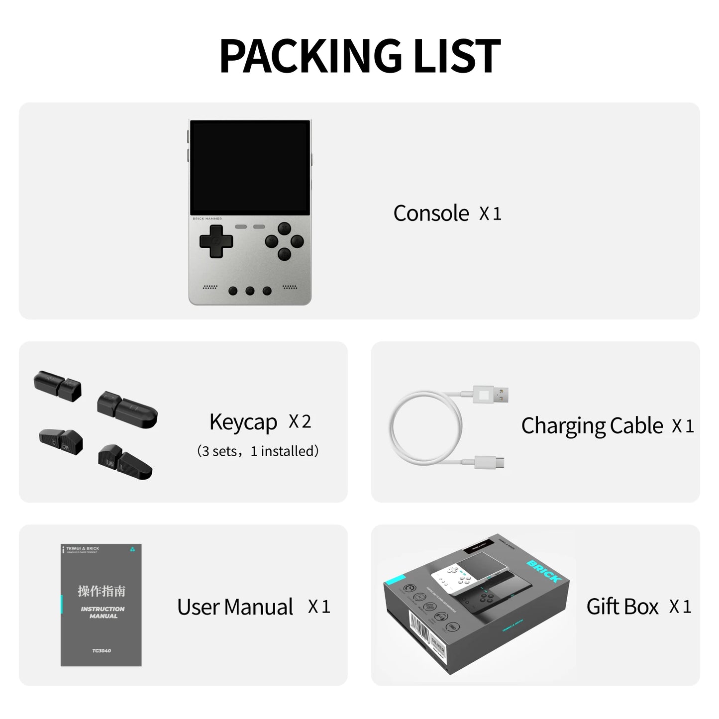 AMPOWN TRIMUI BRICK Metal Retro Games Console Portable Handheld Game Player CNC 3.2 IPS Screen Linux System Video Gaming Device - Limetastore