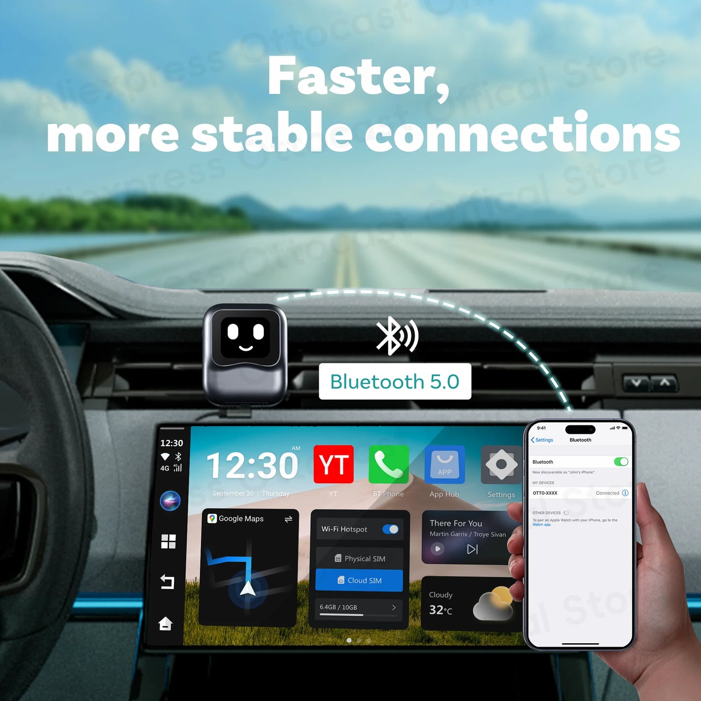 OTTOCAST NanoAI Android 13 Brezžični CarPlay AI Box 128GB