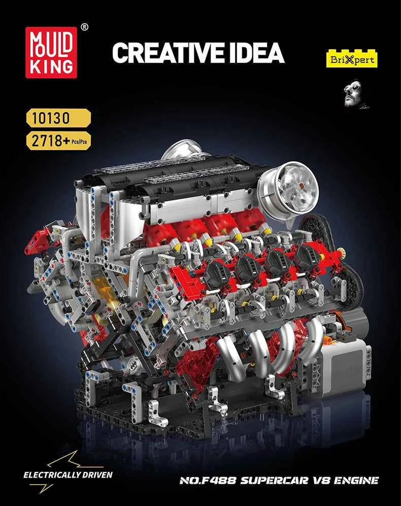 Mould King 10130 F488 Supercar V8 Engine Building Set | Technical Car Part - Limetastore