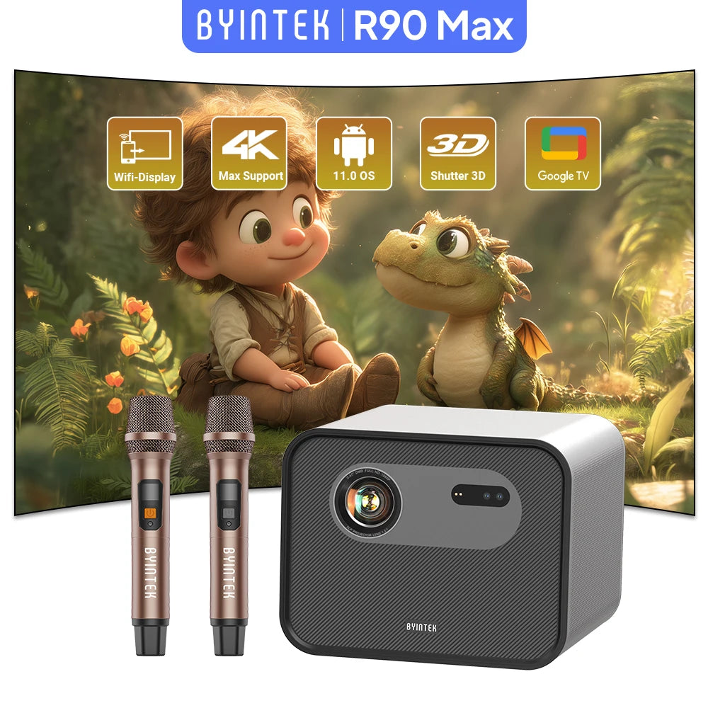 BYINTEK R90 Max Smart Projector | 2200 ANSI Lumens 1080P | Android 11 & WiFi 6