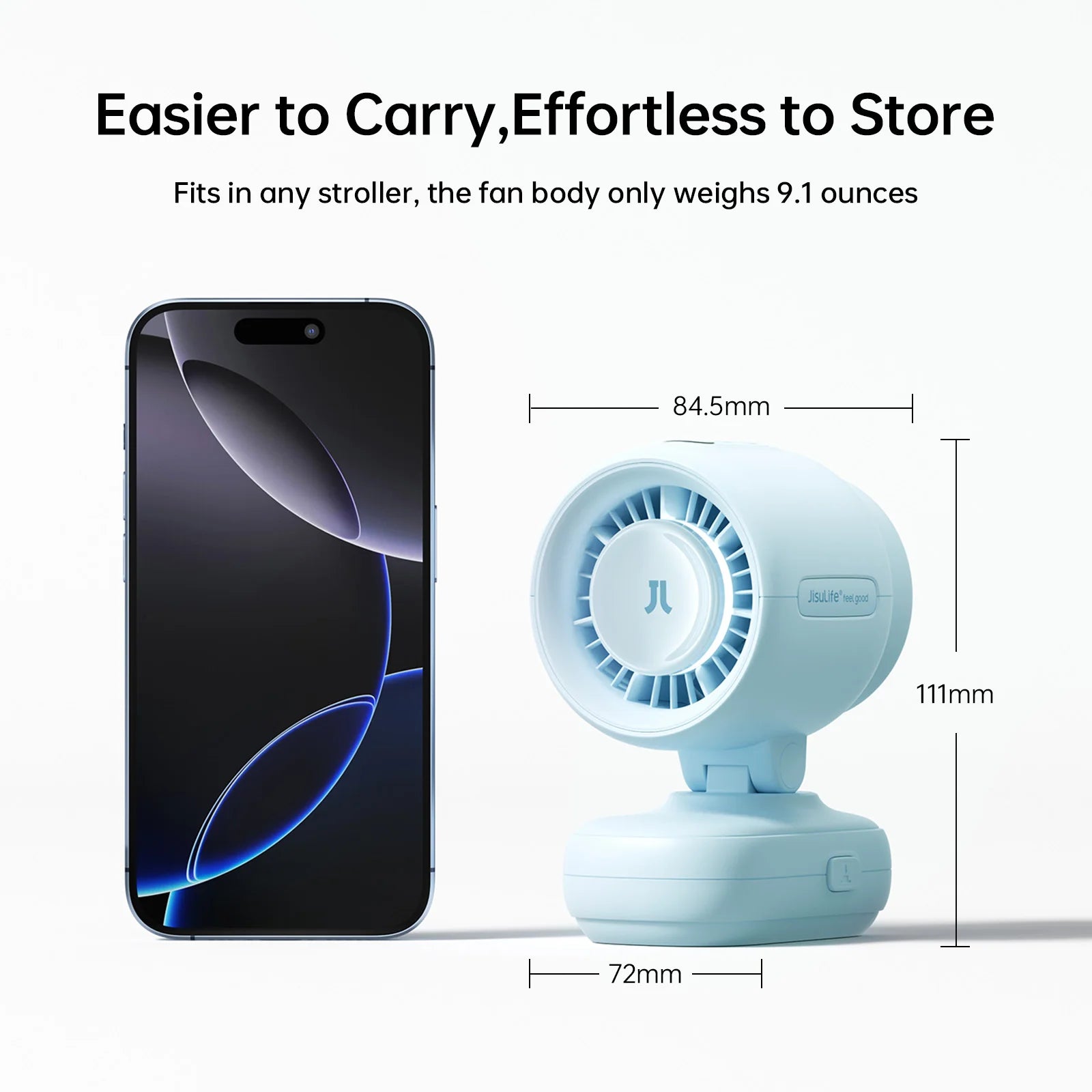 JISULIFE Baby Stroller Clip On Mini Fan Portable Mini Fan Battery Operated Portable Fan with Night Light 5 Speeds LED Display