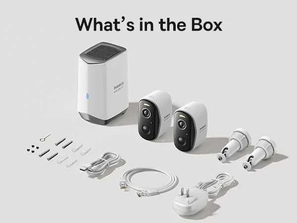 Baseus Security Protection N1 Plus 2K Outdoor Camera Wireless Home Camera Night Vision Color and Alarm 16TB Expandable 2-Cam Kit - Limetastore
