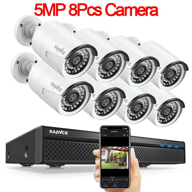 Sistem SANNCE 8-kanalni 8MP PoE NVR | 5MP IP66 kamere, nočno gledanje IR-CUT, žični CCTV komplet