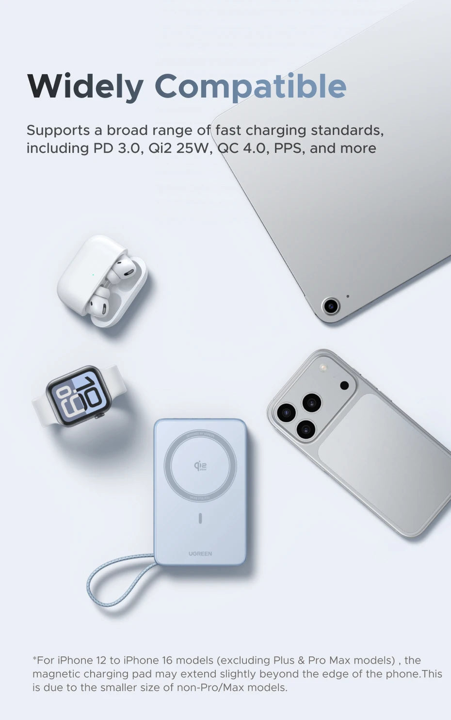 UGREEN Qi2.2 25W magnetni prenosni polnilec – 10000 mAh zunanja baterija za hitro polnjenje
