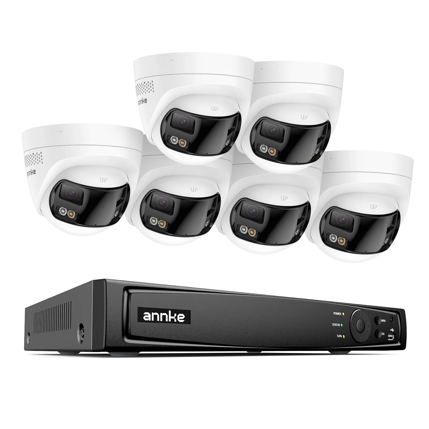 ANNKE 4K 8MP panoramski dvojni objektiv PoE sistem | 8-kanalni NVR, 180° pogled, IR nočni vid, 6MP kamere