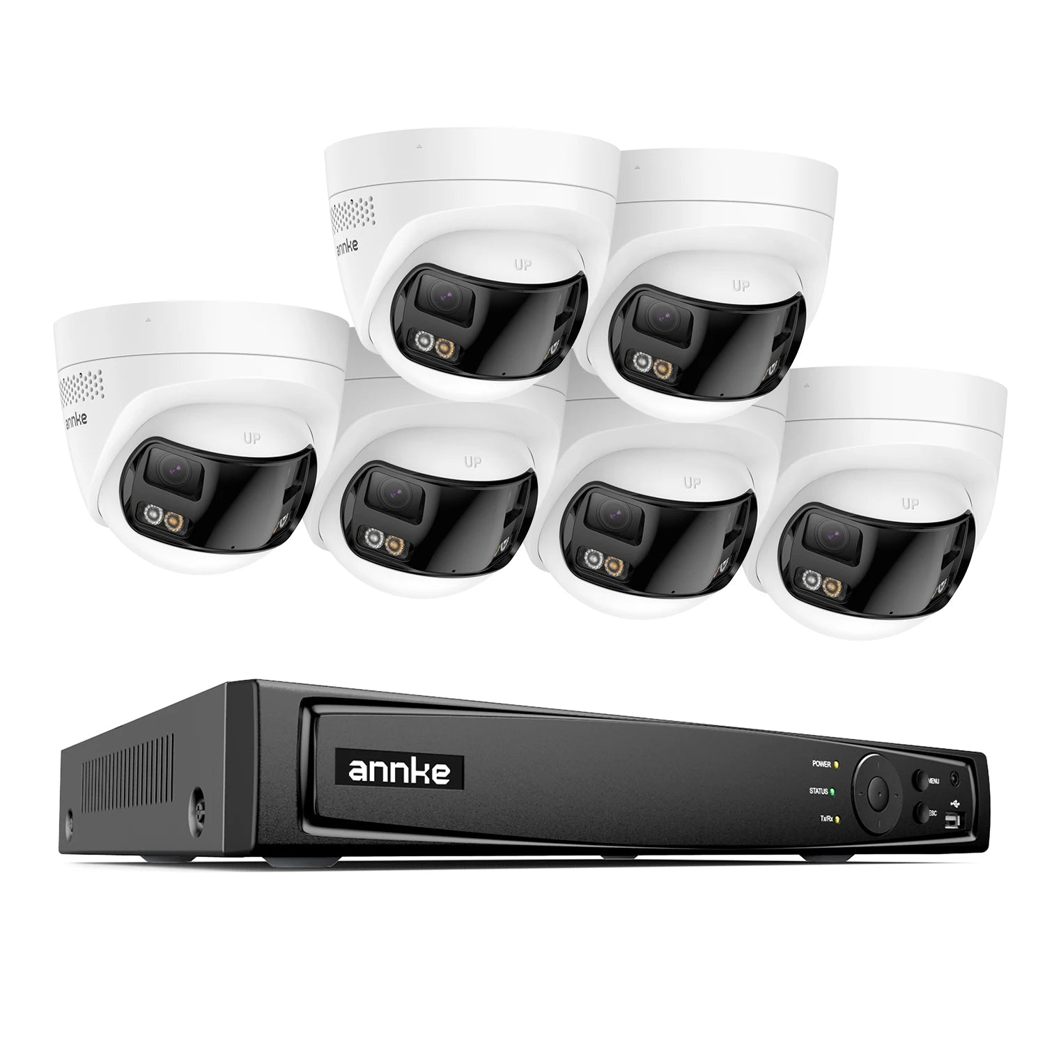 ANNKE 4K 8MP panoramski dvojni objektiv PoE sistem | 8-kanalni NVR, 180° pogled, IR nočni vid, 6MP kamere