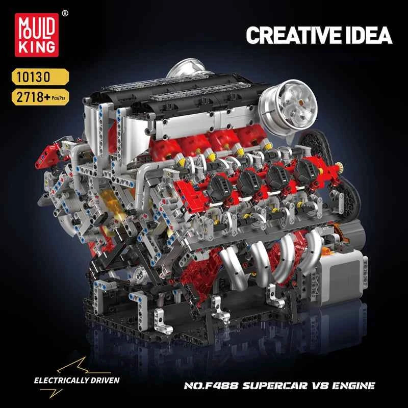 Mould King 10130 F488 Supercar V8 Engine Building Set | Technical Car Part - Limetastore