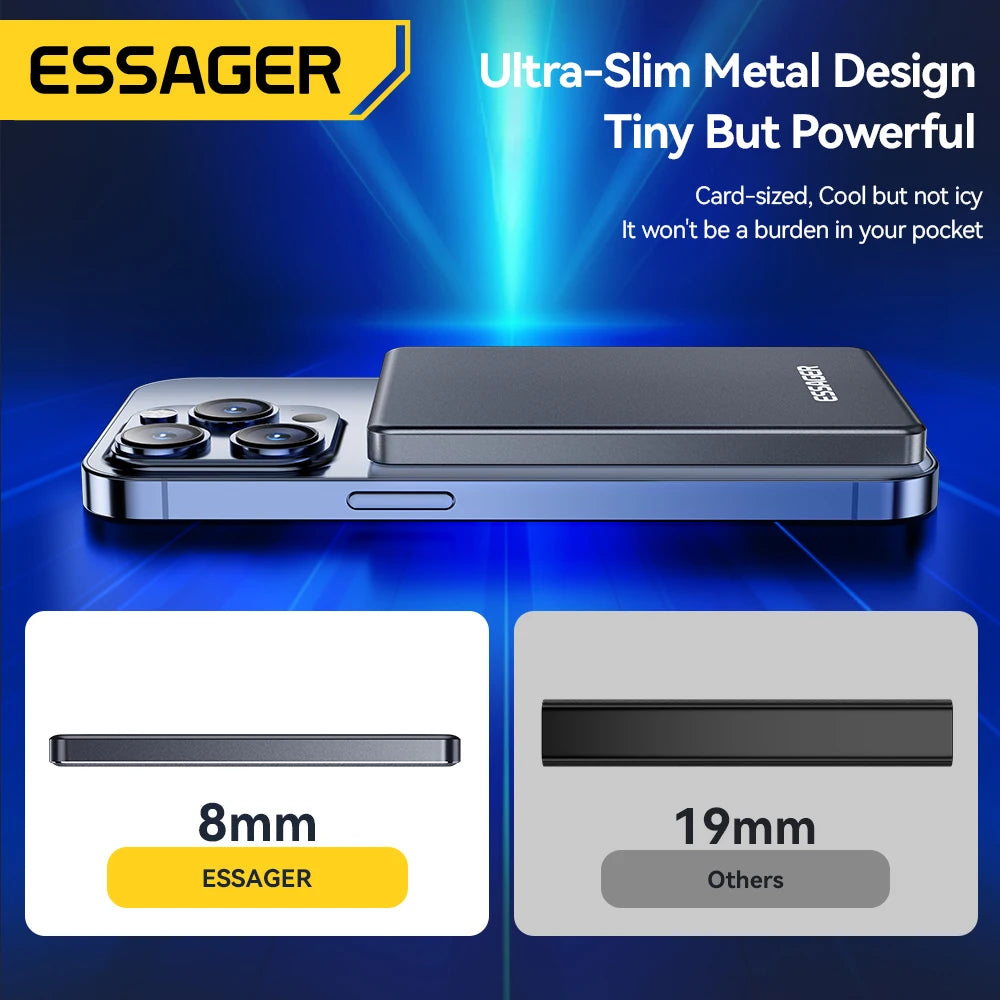 ESSAGER tanka magnetna brezžična prenosna baterija 20W 5000mAh MagSafe