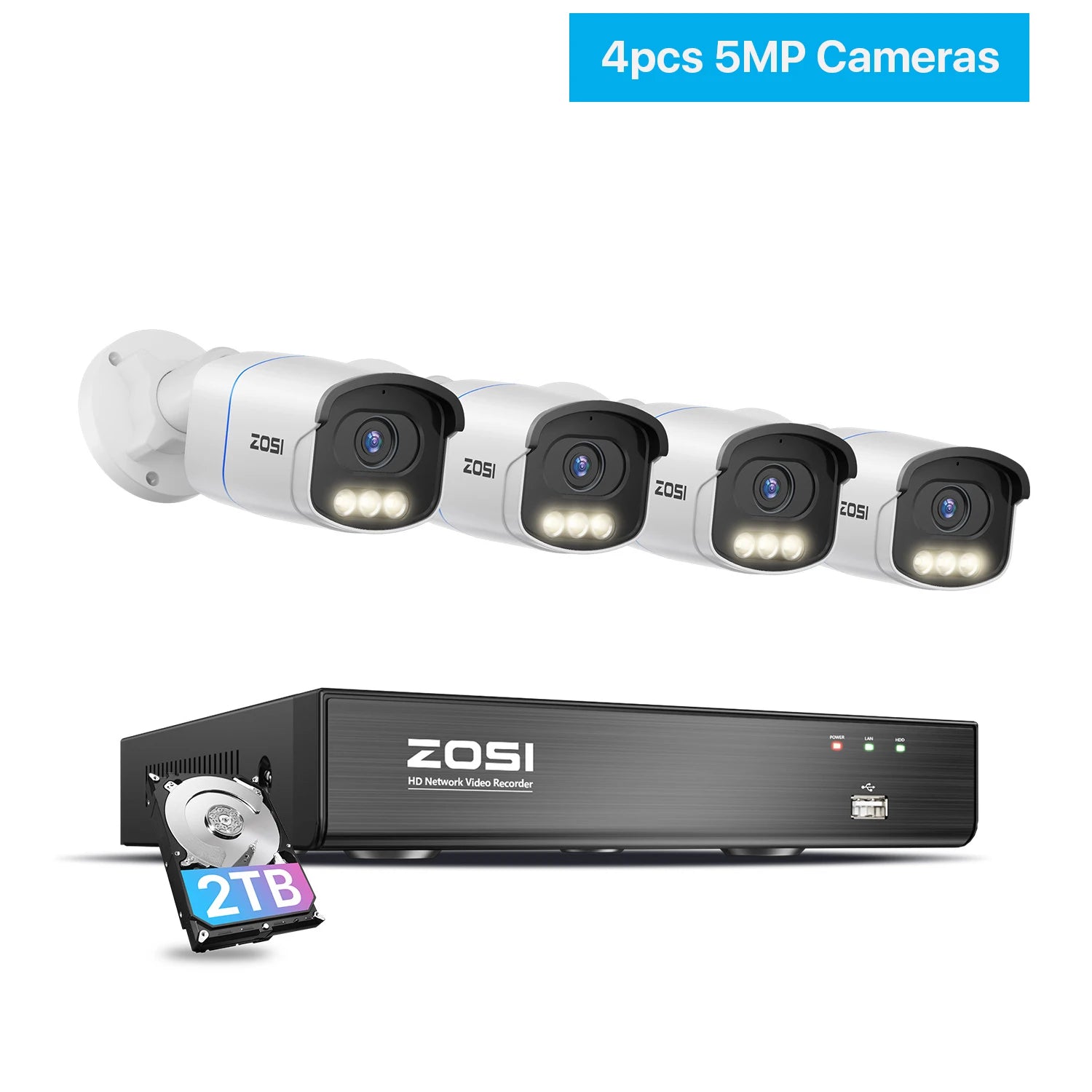Varnostni kamerov sistem ZOSI 4K 8MP PoE – barvni nočni vid Aurora Lux | 5MP/8MP za zunanjo/notranjo uporabo