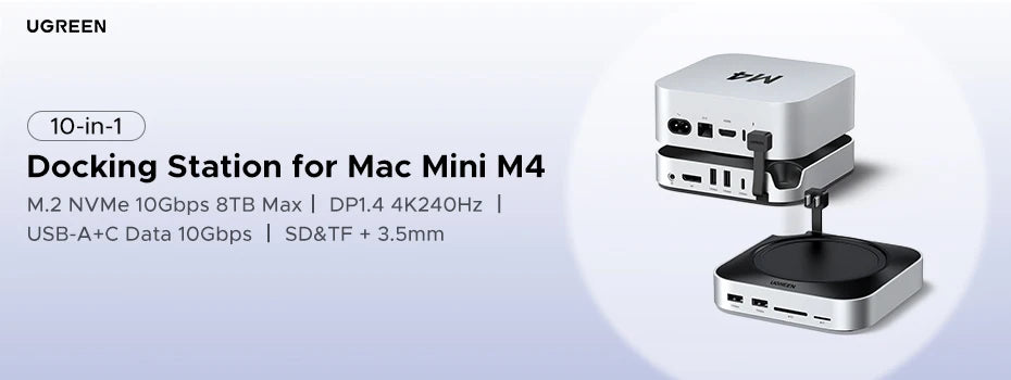 UGREEN USB‑C Docking Station for Mac Mini M4/M4 Pro with M.2 NVMe SSD Enclosure