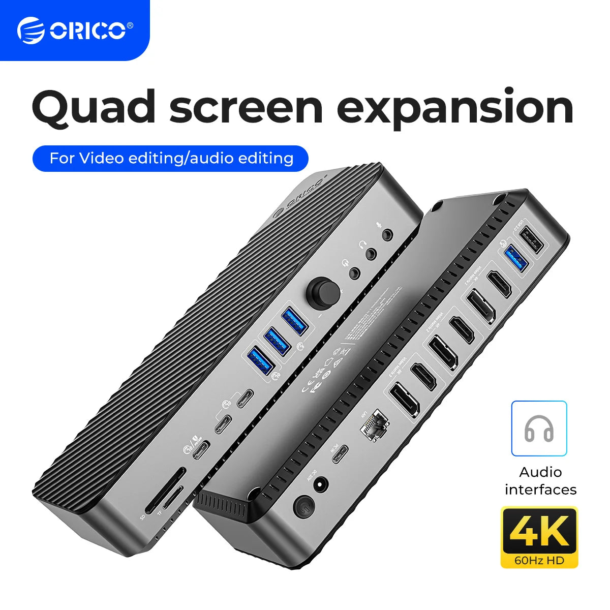 ORICO USB C priklopna postaja Type C na 8K30Hz DP HDMI-Com 5 različnih zaslonov RJ45 PD 22 v 1 Več avdio 10Gbps HUB za namizne računalnike