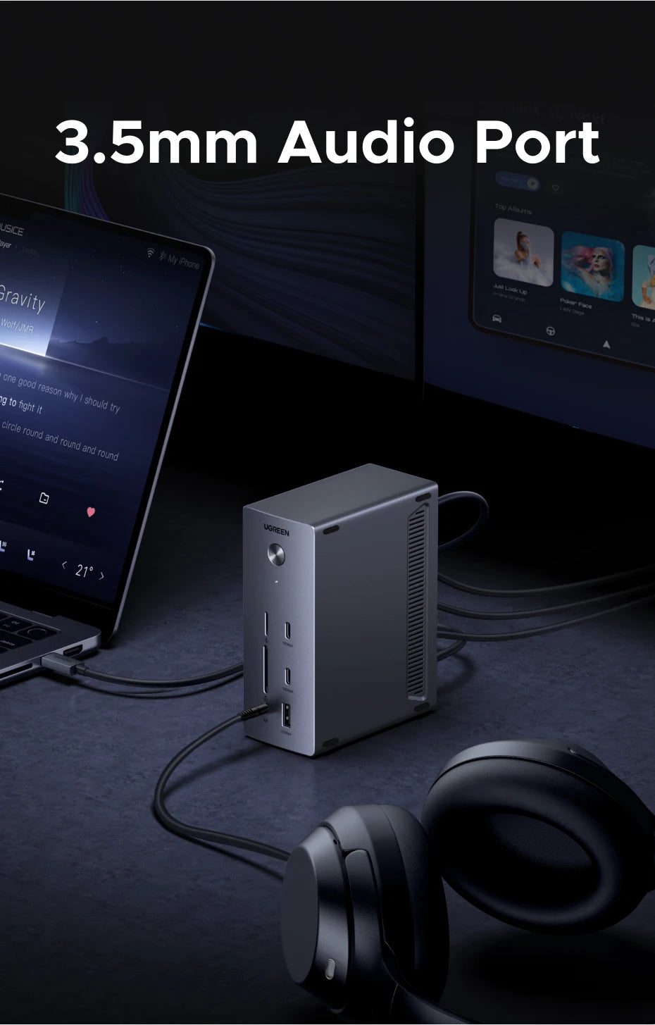 UGREEN priklopna postaja USB-C 14-v-1 s trojnim zaslonom