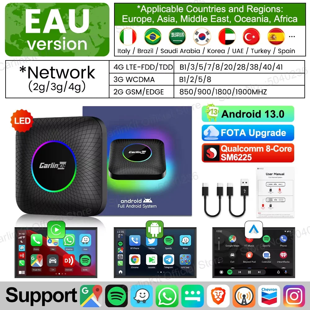 CarlinKit Android 13 8+128GB brezžični CarPlay AI Box