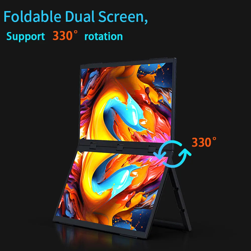 Sibolan 18.5 inch Dual Touch Screen Monitor 1080p FHD 330°Rotation Folding Triple Screen Laptop Display Extender For Wins & Macs - Limetastore