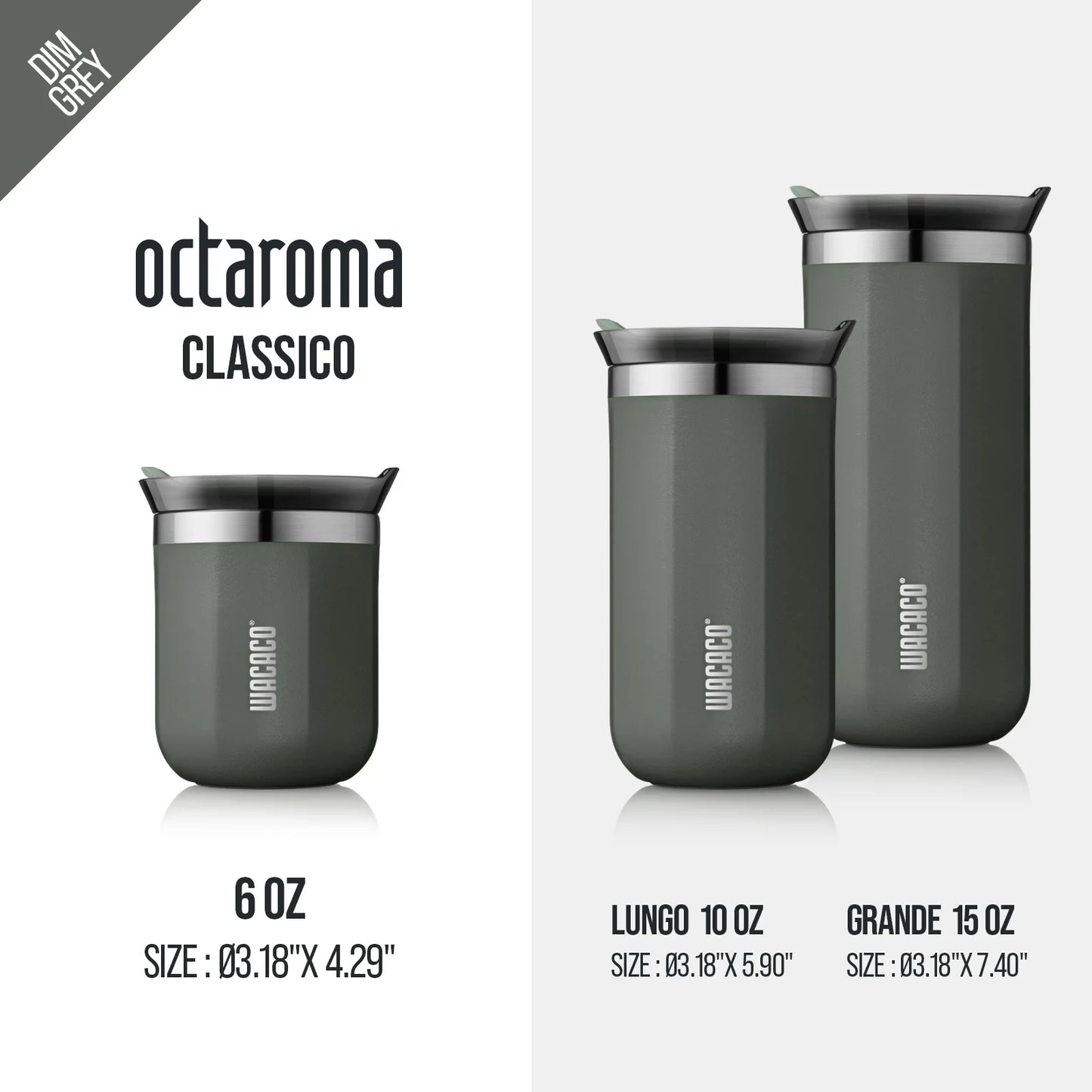 Wacaco Octaroma vakuumska izolirana skodelica za kavo – dvostenska potovalna termovka iz nerjavečega jekla z nepropustnim pokrovom, 180 ml / 300 ml / 450 ml termo skodelica