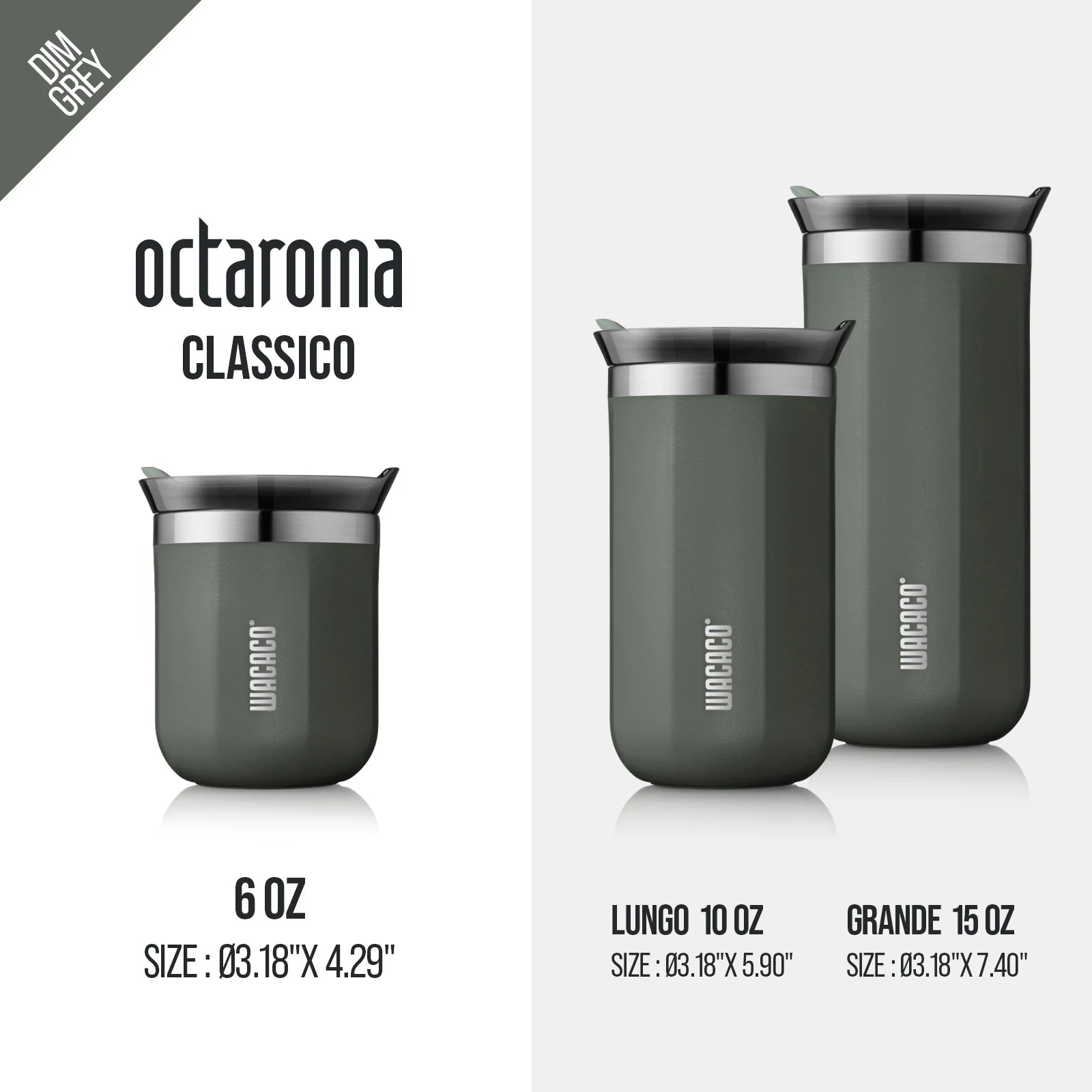 Wacaco Octaroma vakuumska izolirana skodelica za kavo – dvostenska potovalna termovka iz nerjavečega jekla z nepropustnim pokrovom, 180 ml / 300 ml / 450 ml termo skodelica