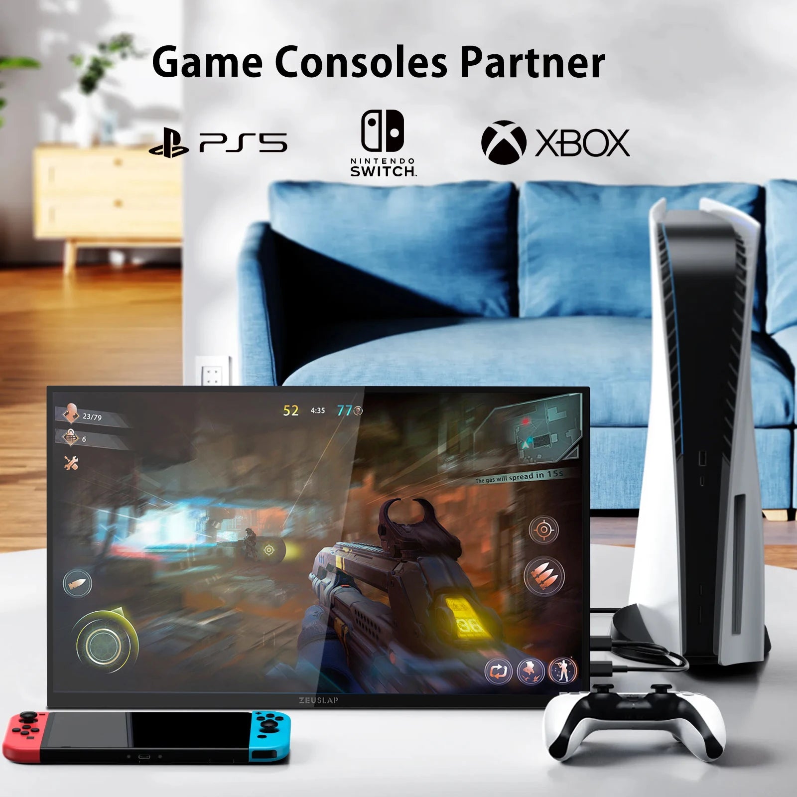 ZEUSLAP 18.5" Portable Touch Monitor | 100Hz, 100% sRGB, With Stand