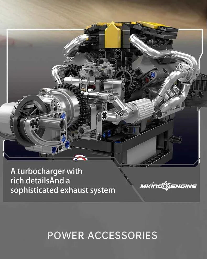 Mould King 10207 Motorized PAG Supercar V12 Engine Building Set - Limetastore