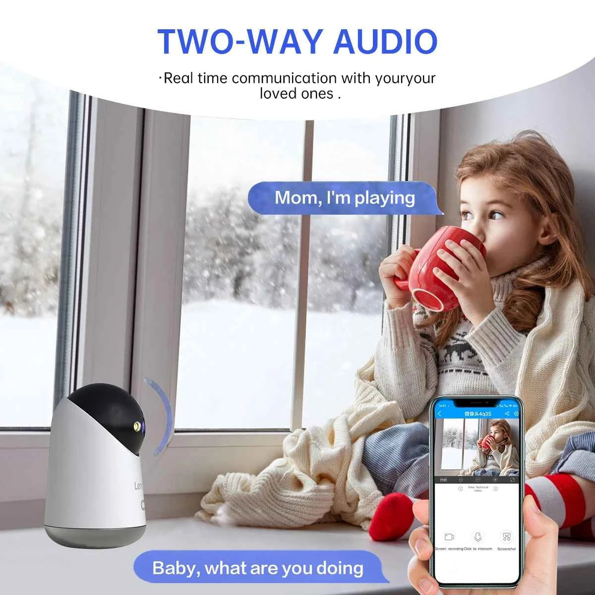 Lenovo 5MP WiFi Camera Smart Home Indoor IP Camera Full Color Night Auto Tracking Security CCTV Surveillance Baby Monitor - Limetastore