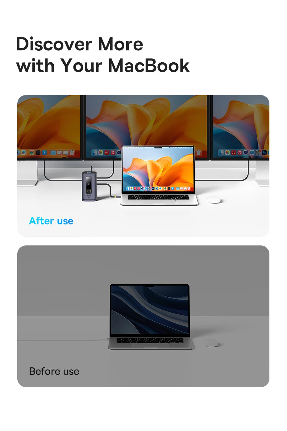 Baseus 11‑in‑1 USB‑C HUB for Mac M3/M2/M1 | HDMI 4K@60Hz, MST Triple Display, PD100W Docking Station