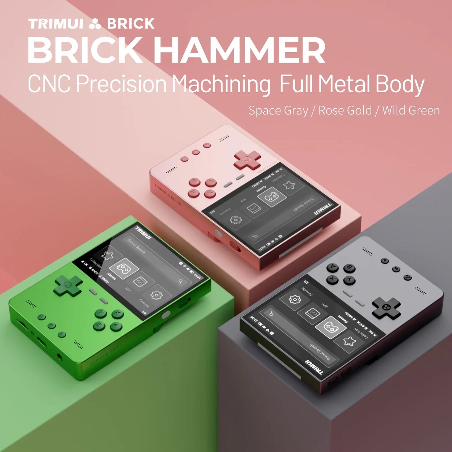 TRIMUI Brick Hammer Portable Handheld Game Player CNC Full Metal 3.2'' IPS Screen Retro Games Linux System Video Gaming Device - Limetastore