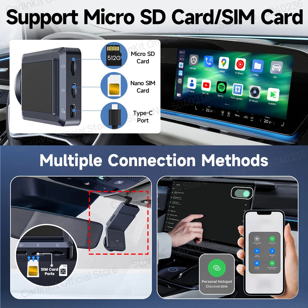 CarlinKit Android 13 8-jedrni 8+128 GB brezžični CarPlay AI Box