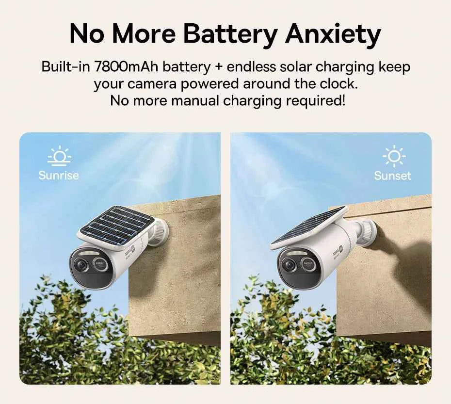 Baseus Security S2 Outdoor Camera 4K Clarity Solar Wireless Wifi Camera Smart Face ID IP67 Waterproof 145°FOV Smart App Control - Limetastore
