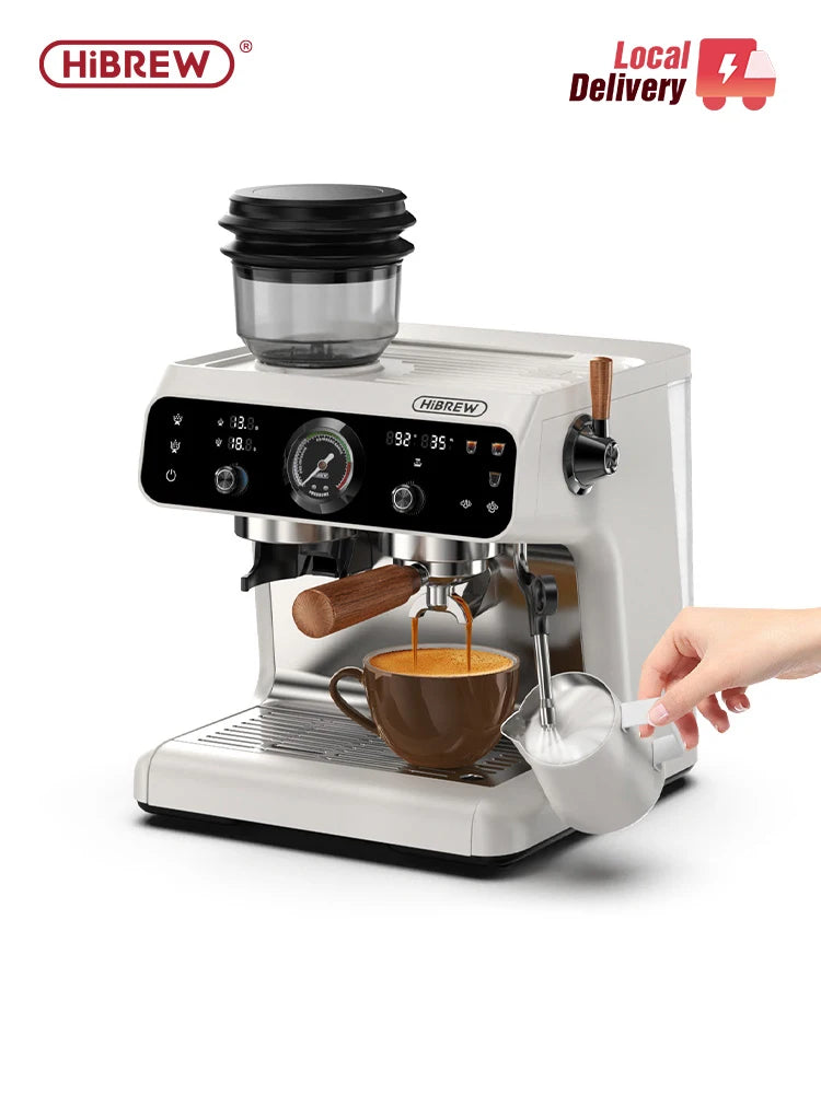 HiBREW H7B – Kavni aparat Espresso Barista Pro z dvojnim bojlerjem | Vgrajen mlinček s 30 nastavitvami