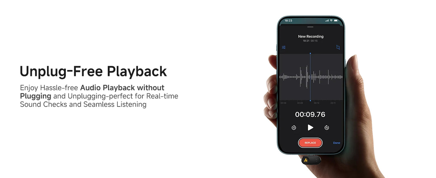 Maono T1mini – brezžični reverni mikrofon za telefone | Odpravljanje šumov, samodejno pripenjanje in nadzor z aplikacijo za profesionalno snemanje zvoka/videa