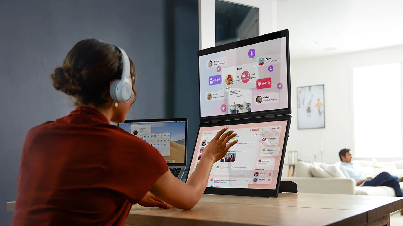 UPERFECT Delta Pro Touch 16" 2.5K 1600P Dual Touch Monitor with Touch Pen - Foldable Travel Display for Laptop, PC, Mac, and Windows via USB-C and HDMI - Limetastore