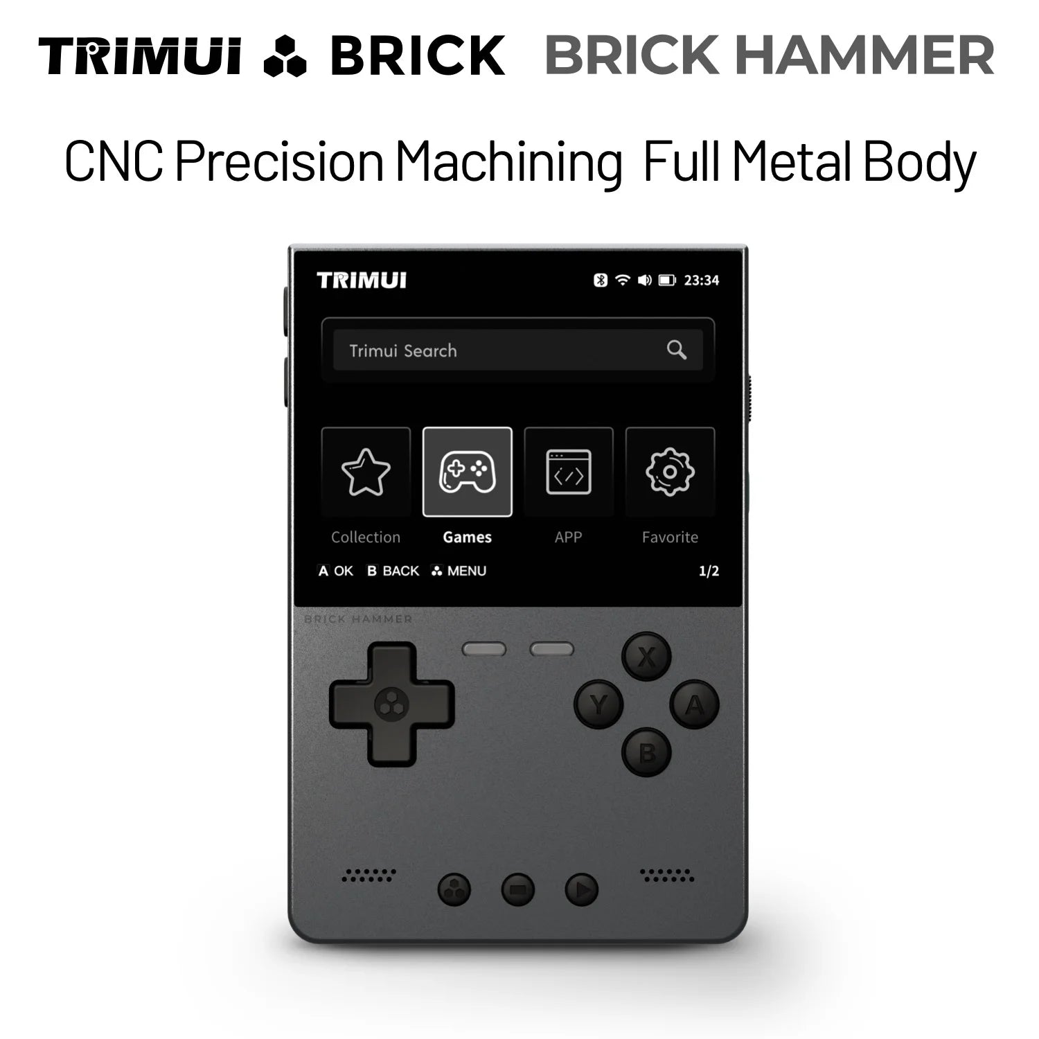 AMPOWN TRIMUI BRICK Metal Retro Games Console Portable Handheld Game Player CNC 3.2 IPS Screen Linux System Video Gaming Device - Limetastore