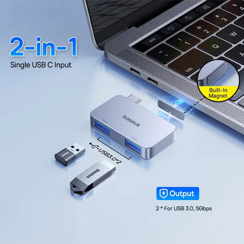 Dvojno USB-C zvezdišče Baseus | HDMI 4K@30Hz, Thunderbolt 3/4 40Gbps, USB 3.0, SD/TF