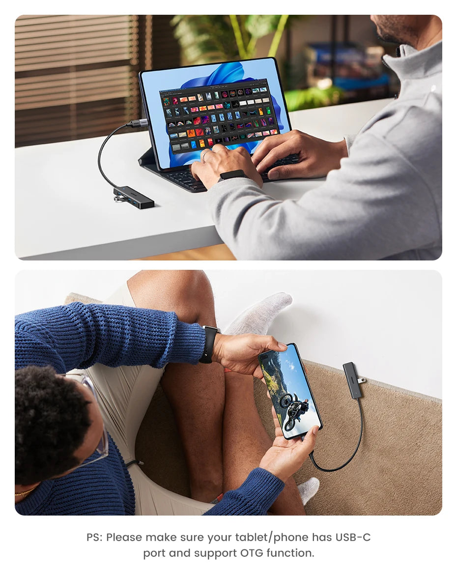 UGREEN 4‑Port USB 3.0 Hub Slim with 5Gbps Data Transfer – USB Expansion Splitter